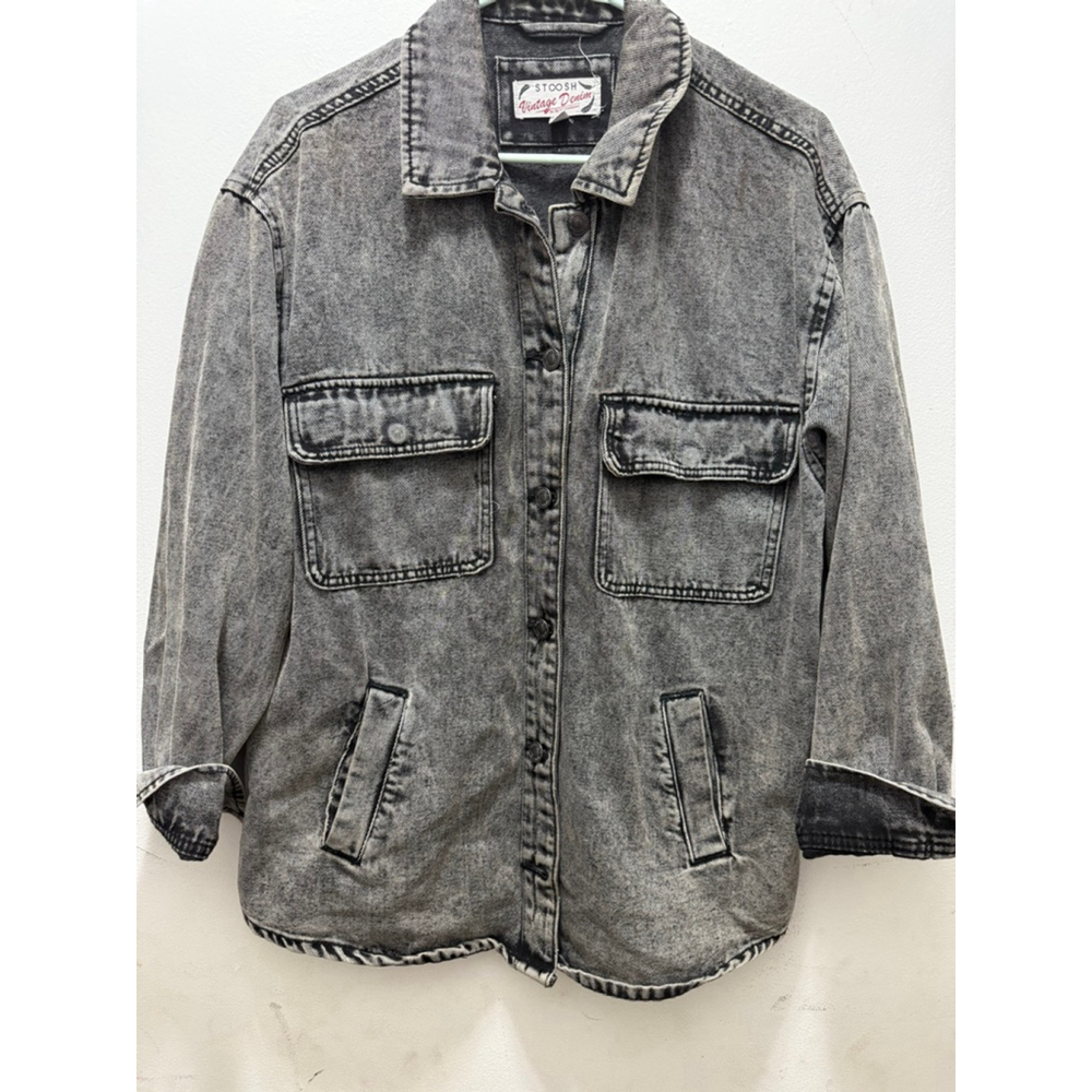 Women's STOOSH Gray Acid Wash Jean Jacket M